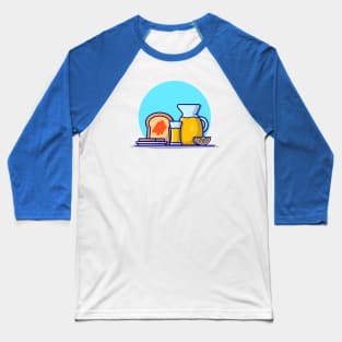 Orange Juice with Toast Bread Cartoon Vector Icon Illustration Baseball T-Shirt